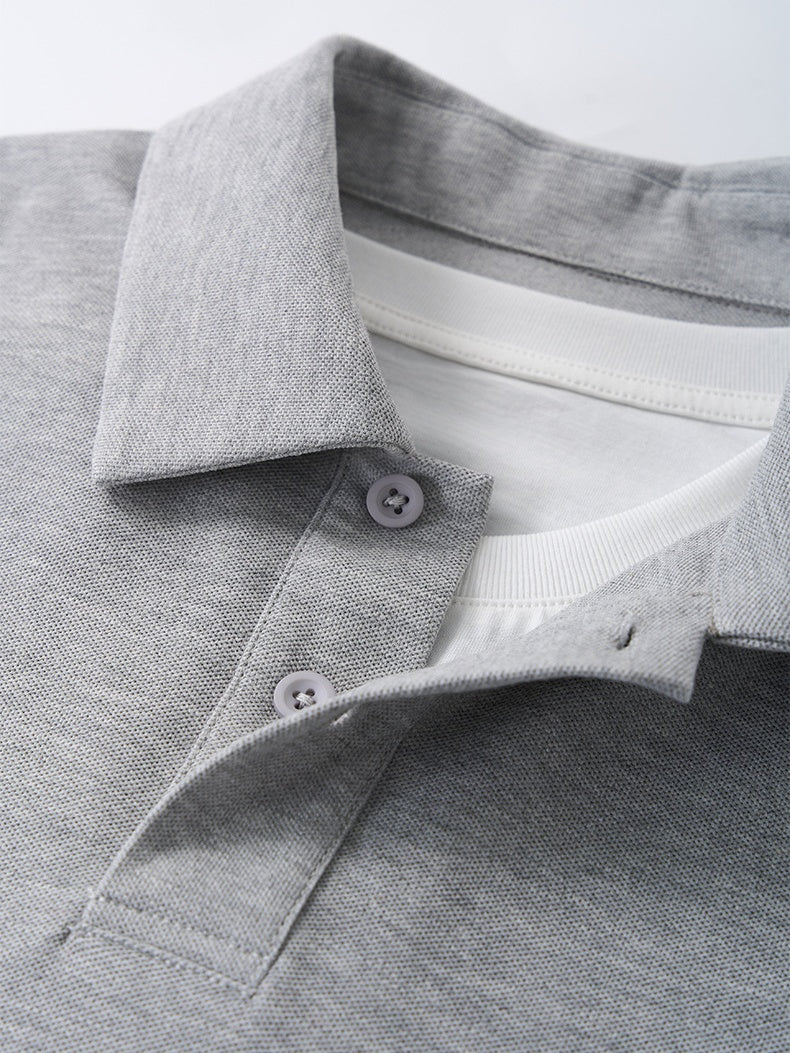 Layered-look Patchwork Business Polo Shirt - Image 10