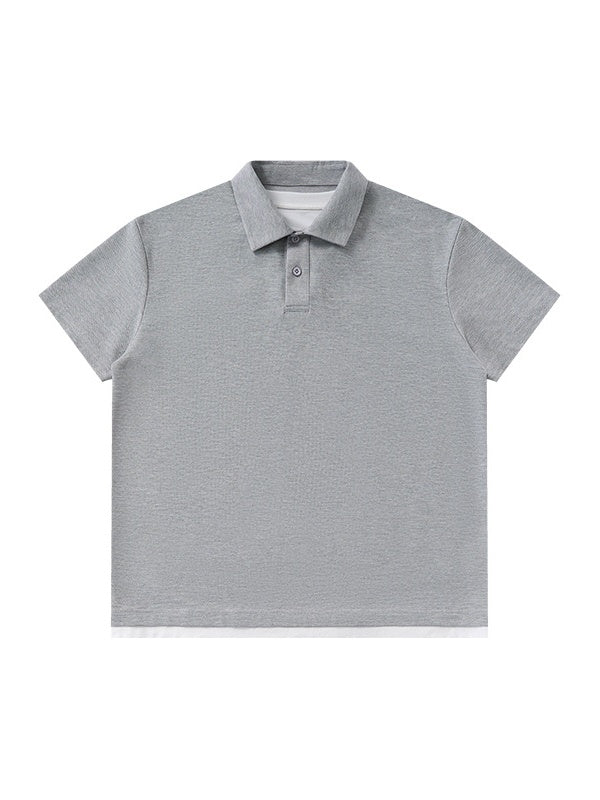 Layered-look Patchwork Business Polo Shirt - Image 13