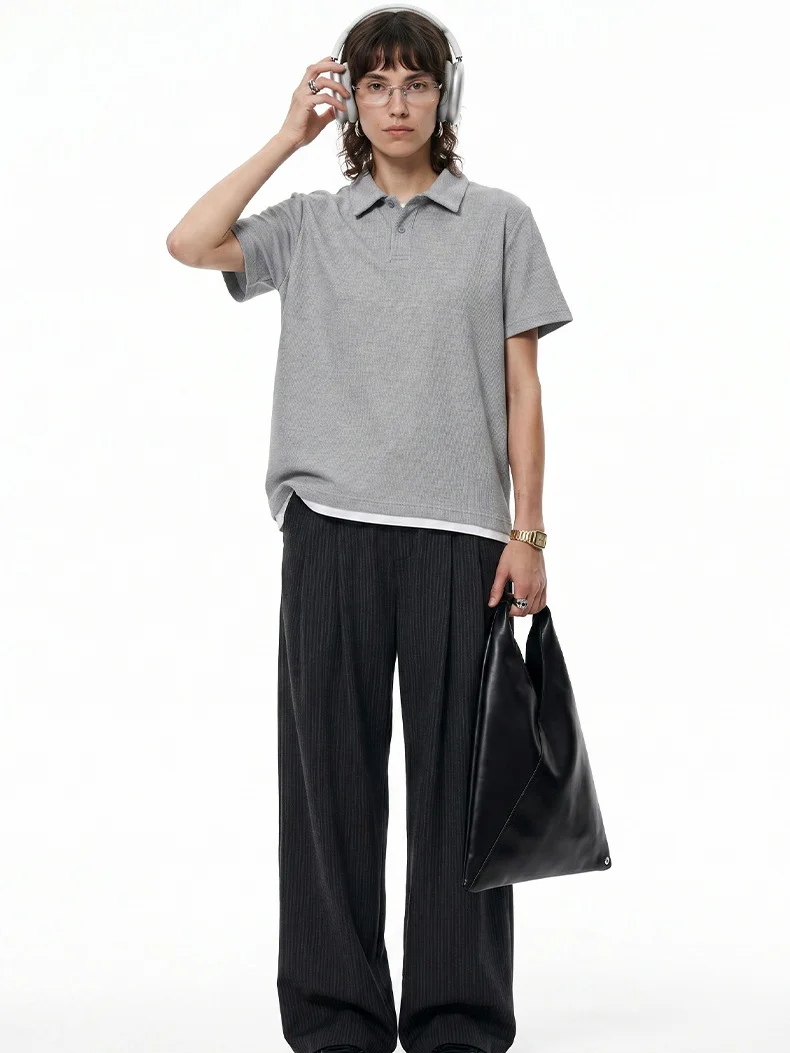 Layered-look Patchwork Business Polo Shirt - Image 8