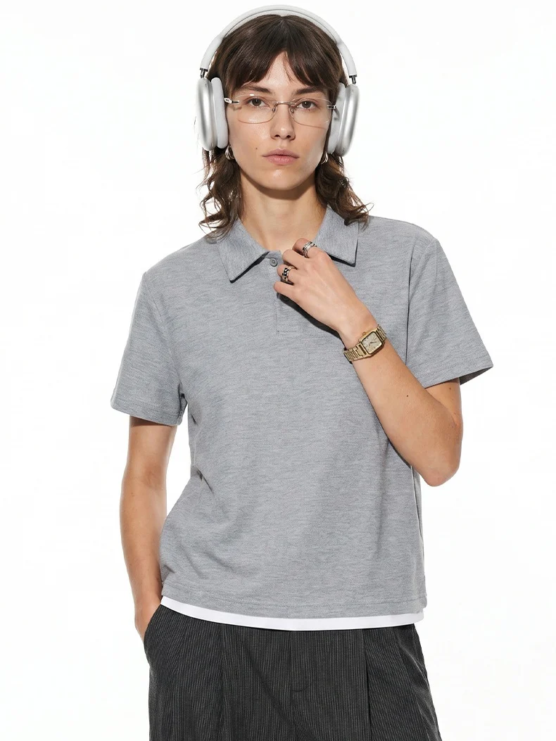 Layered-look Patchwork Business Polo Shirt - Image 9