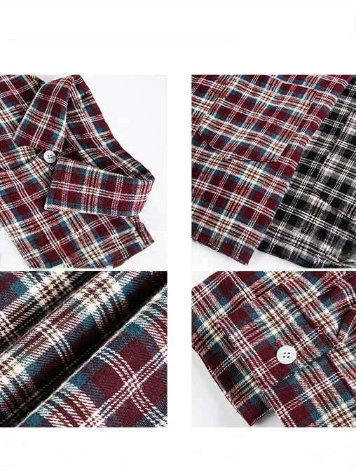 Liber Autumn Men's Color matching Plaid Shirts - Image 3
