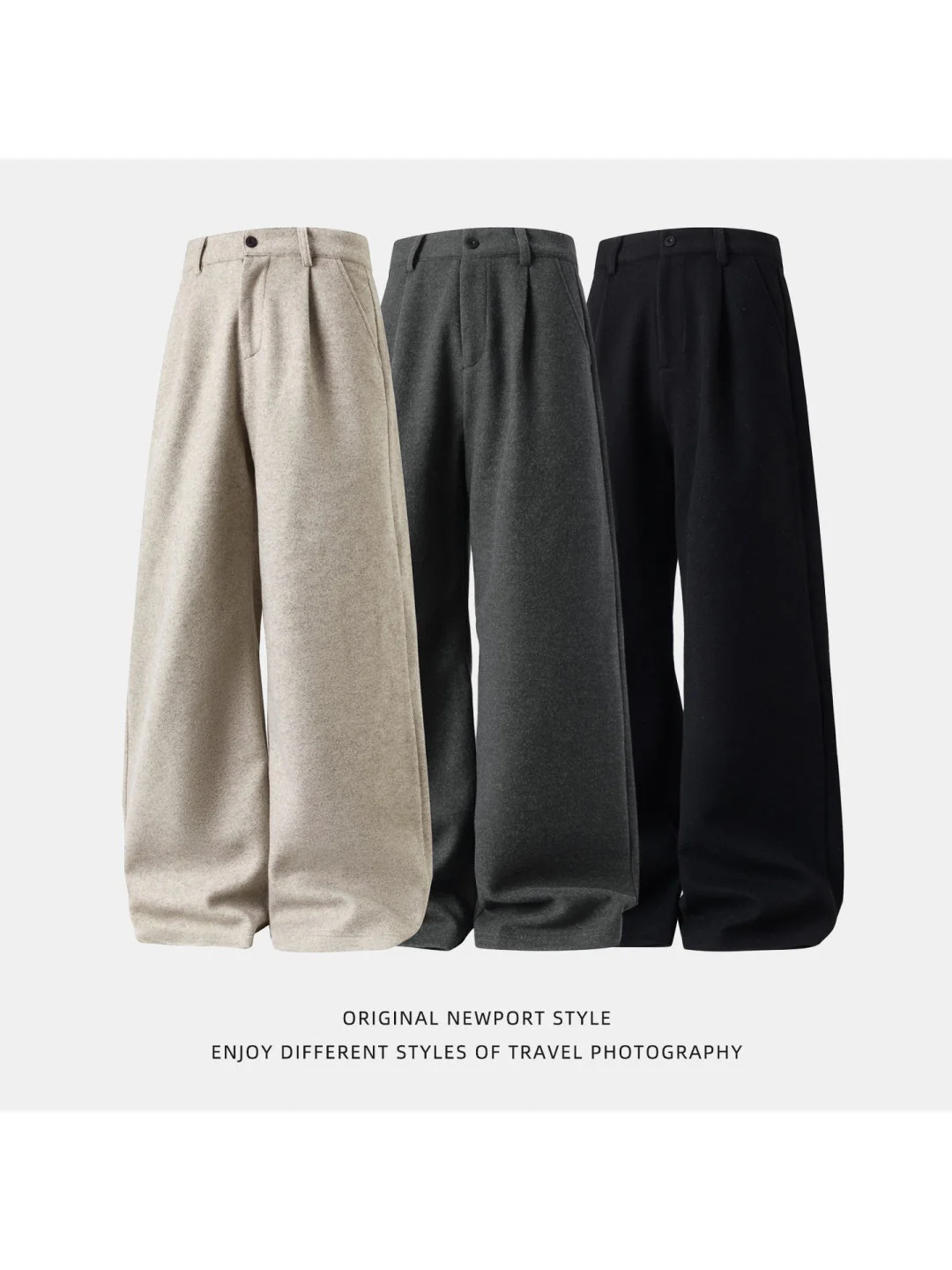 Liber Autumn Men's None Solid Color Pants - Image 7