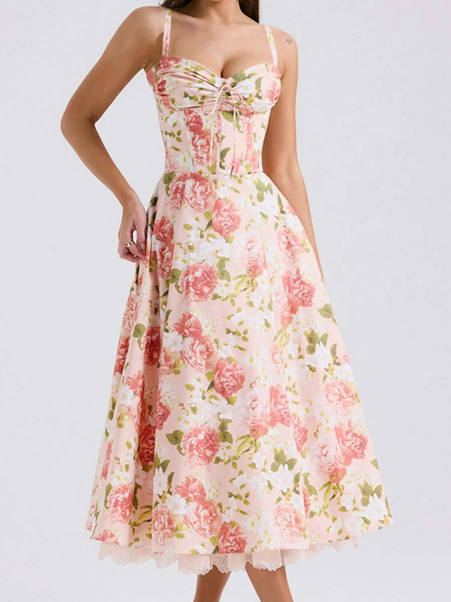 Floral Print Sundress With Tie Bow