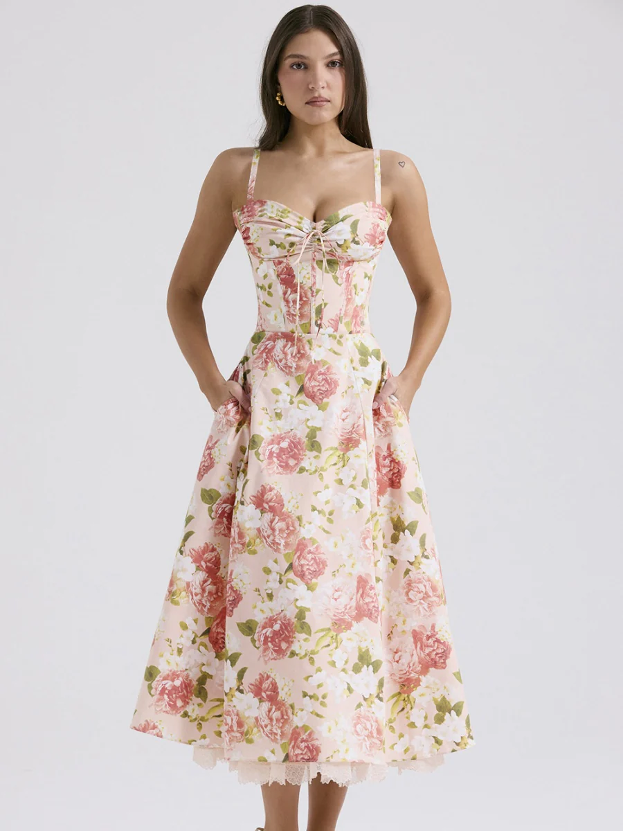 Floral Print Sundress With Tie Bow - Image 5