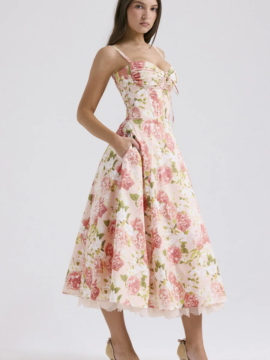 Floral Print Sundress With Tie Bow - Image 7