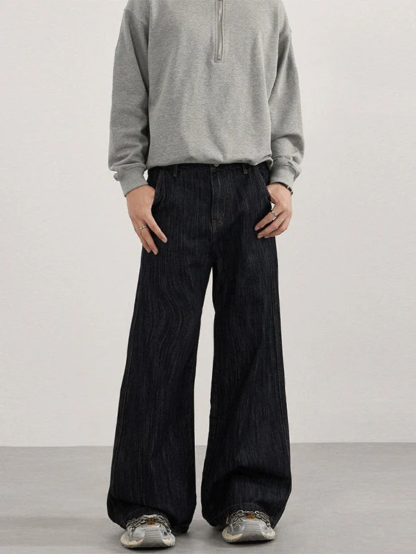 Retro Washing Bamboo Pattern Type A Cleanfit Drape Jeans - Image 2