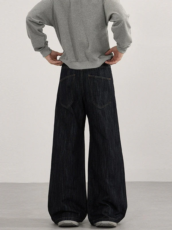 Retro Washing Bamboo Pattern Type A Cleanfit Drape Jeans - Image 3