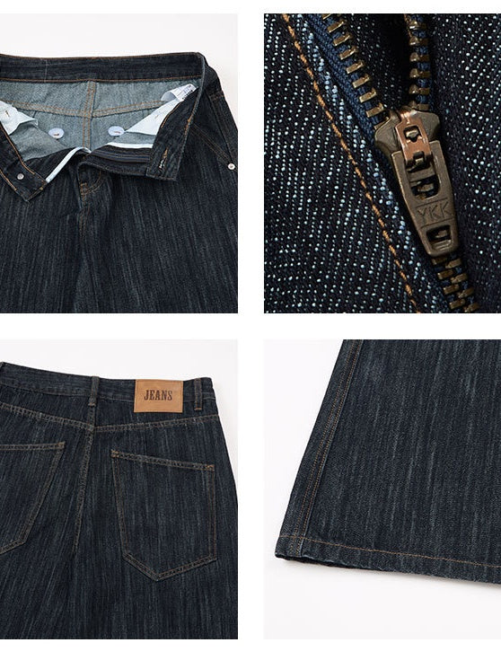 Retro Washing Bamboo Pattern Type A Cleanfit Drape Jeans - Image 5