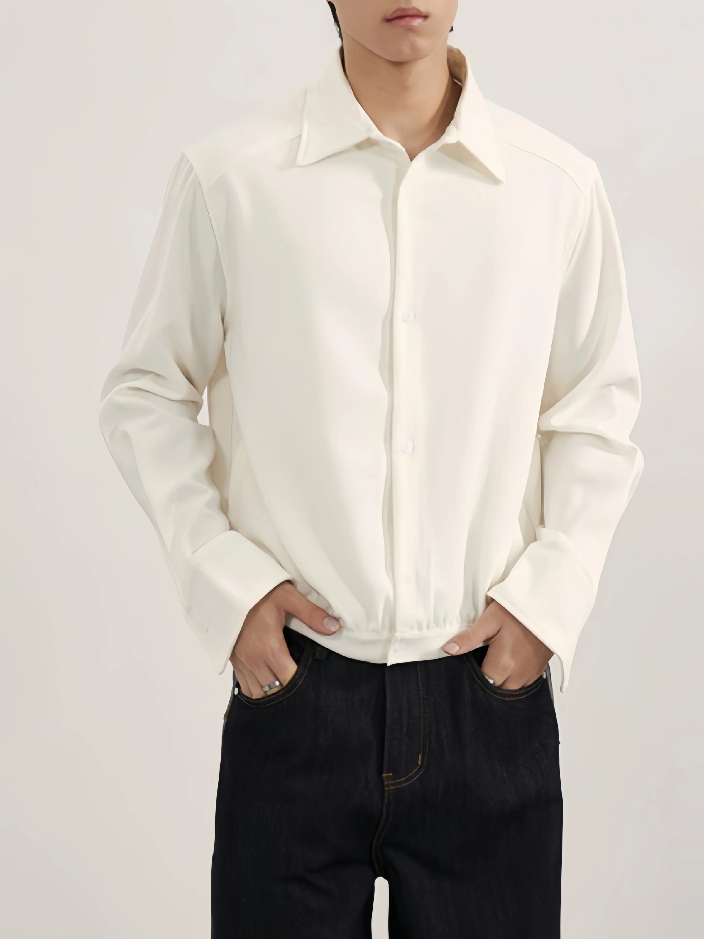 Minimalism High Intelligence Cleanfit Commuting Solid Color Shirt - Image 2