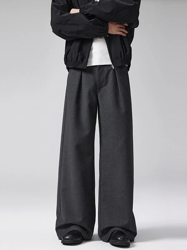 Old Money Style A-shaped Pleated Woolen Cloth Trousers Pants - Image 7