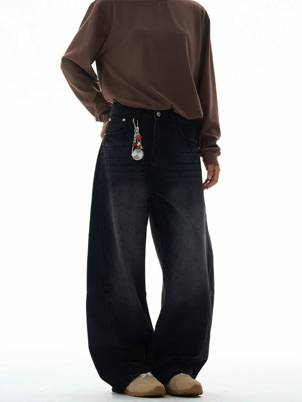Washing Tie Lightning Pattern Machete Loose Wide-leg Jeans - Image 2