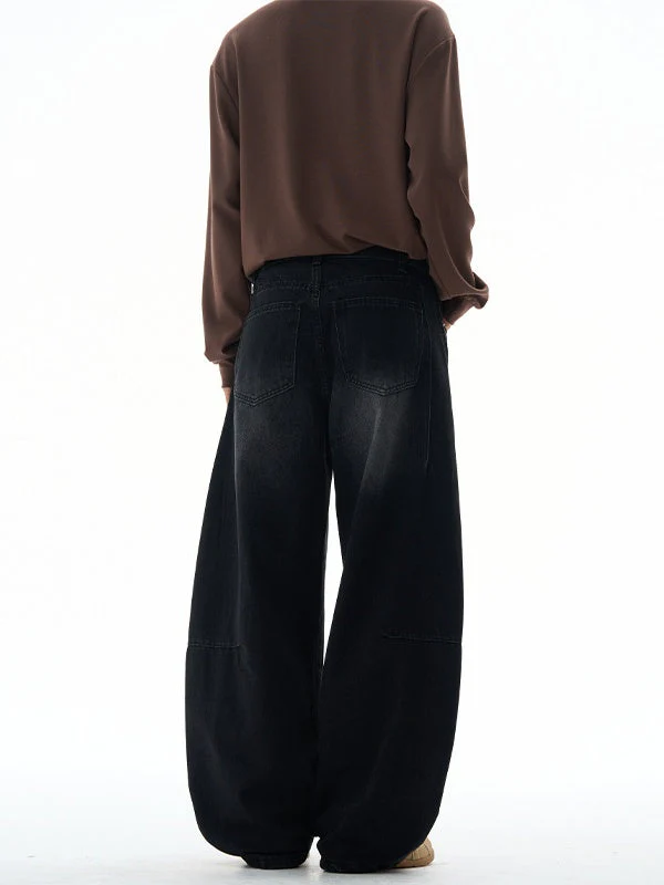 Washing Tie Lightning Pattern Machete Loose Wide-leg Jeans - Image 3