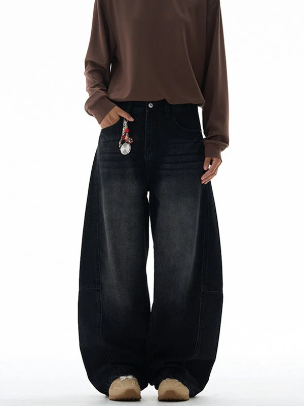 Washing Tie Lightning Pattern Machete Loose Wide-leg Jeans - Image 4