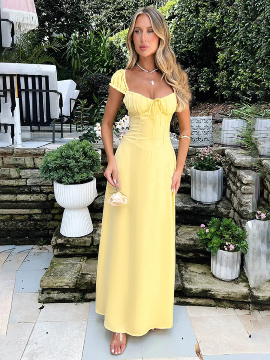 Liber Summer Women's Bandage Solid Color Maxi Dresses - Image 10