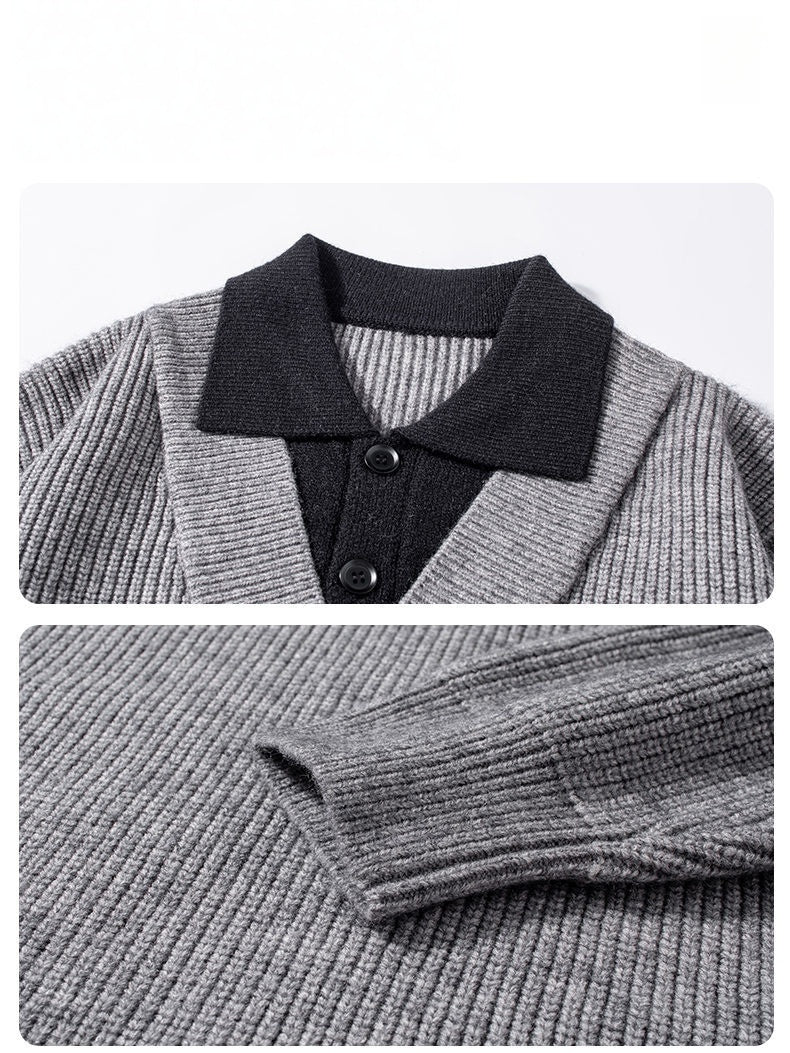 Layered-look Notch-Collar Sweater - Image 6
