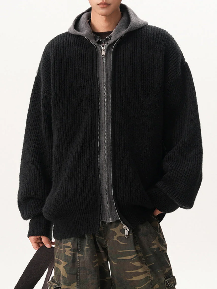 Layered-look Hooded Cardigan - Image 2