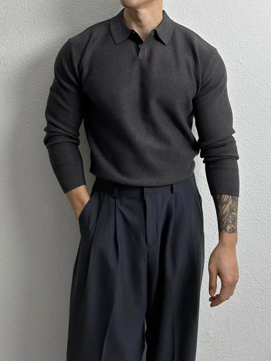 Slim-fit Knitting Polo Shirt - Image 3