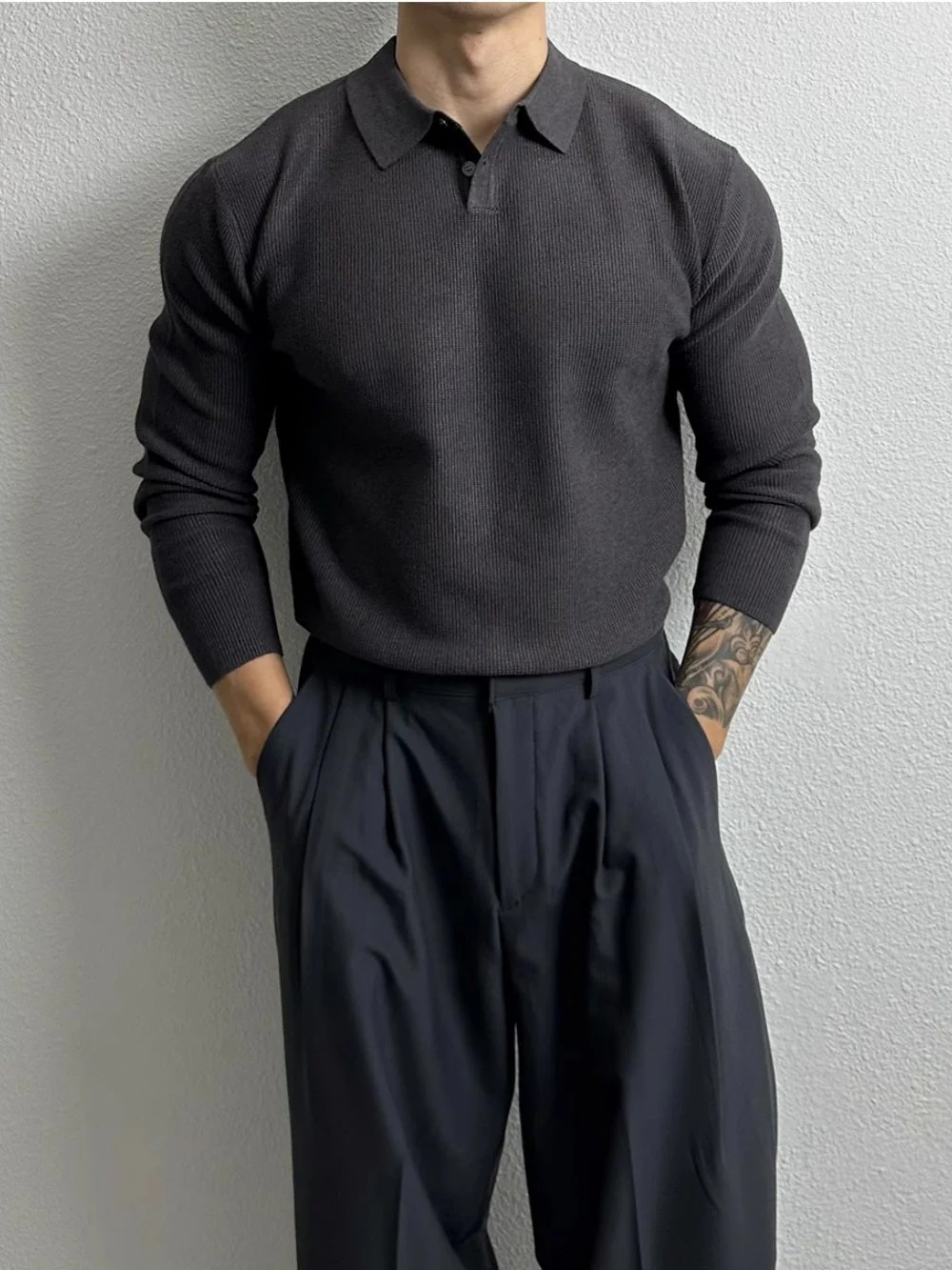 Slim-fit Knitting Polo Shirt - Image 4