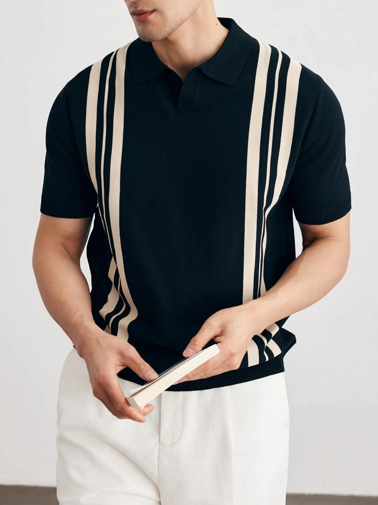 Vertical Stripe Old Money Style Polo Shirts - Image 7