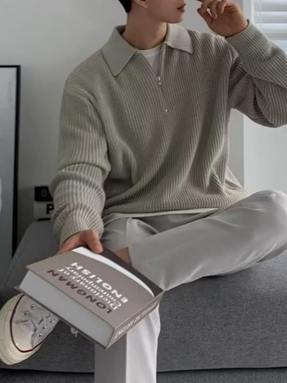 Liber Autumn Men's Solid Color Sweaters - Image 3