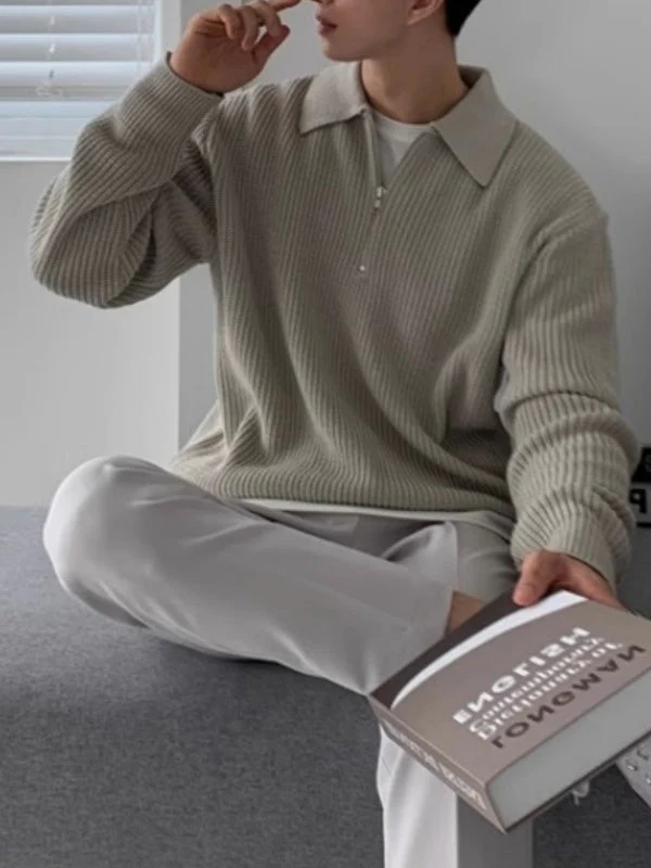 Liber Autumn Men's Solid Color Sweaters - Image 6