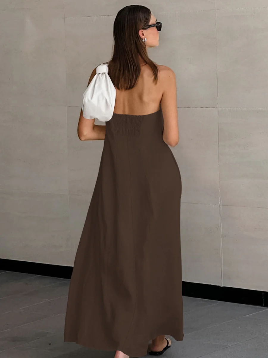 Cotton Blend Temperament Tube Top Loose-fit Home Vacation Mini&Short Dresses - Image 13