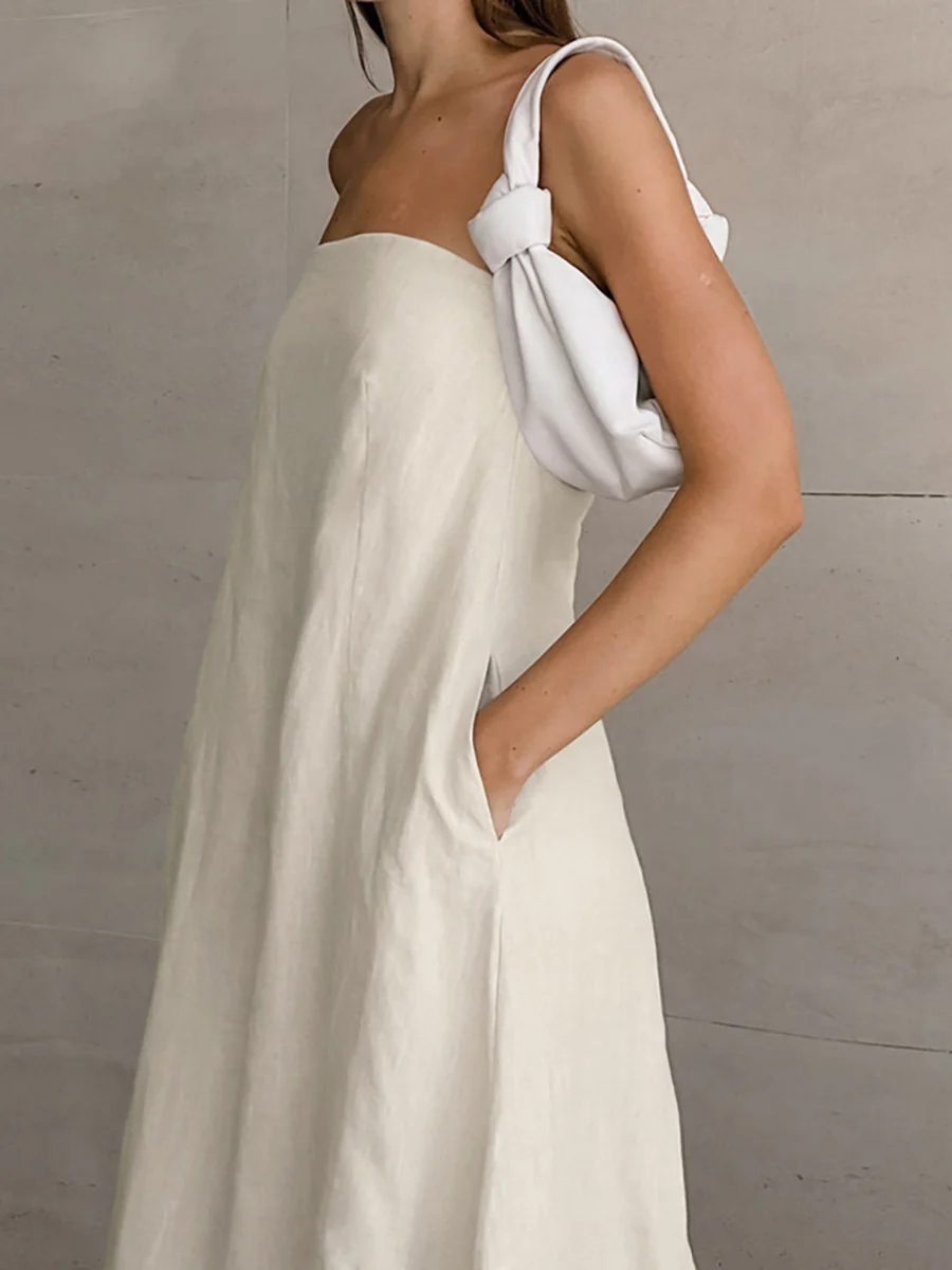 Cotton Blend Temperament Tube Top Loose-fit Home Vacation Mini&Short Dresses - Image 3