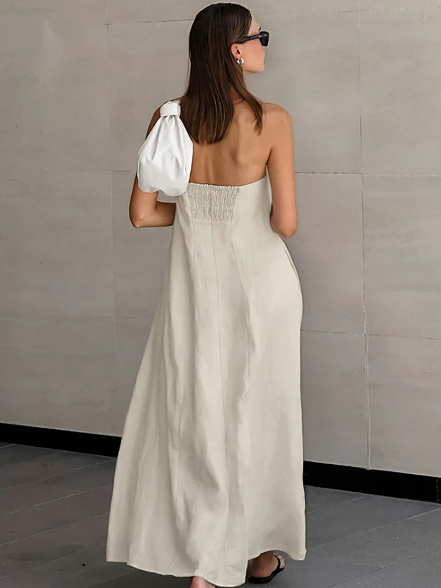 Cotton Blend Temperament Tube Top Loose-fit Home Vacation Mini&Short Dresses - Image 6