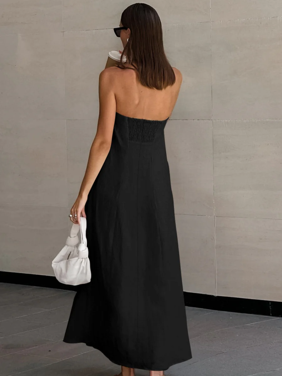 Cotton Blend Temperament Tube Top Loose-fit Home Vacation Mini&Short Dresses - Image 9