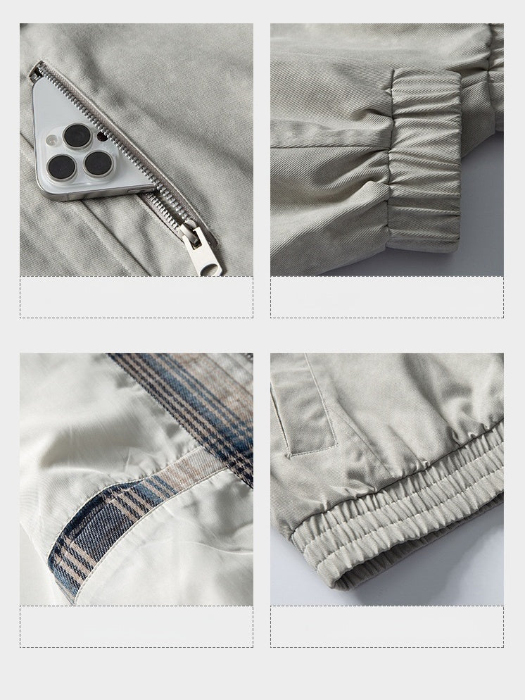 High Street Lapel All-match Loose Fake Two Pieces Flight Jacket - Image 7