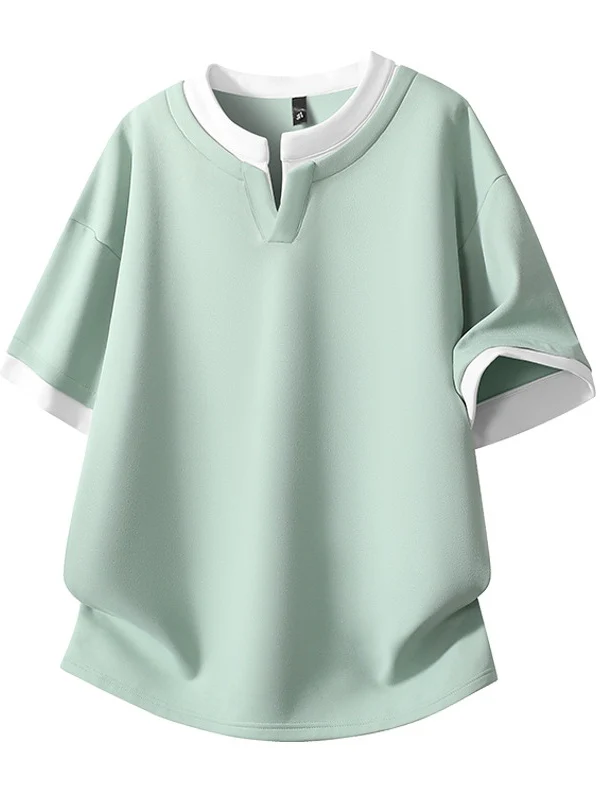 Layered-look Color-blocked Loose-fit T-shirts - Image 3