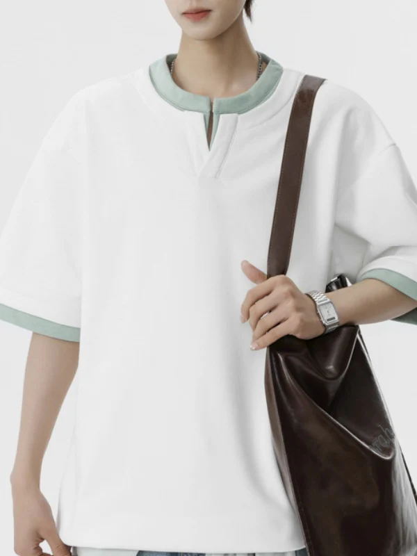Layered-look Color-blocked Loose-fit T-shirts - Image 4