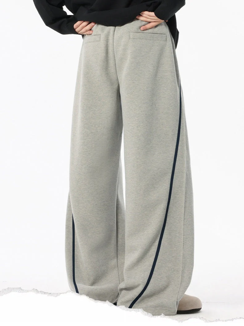 Stripes Sports Splicing Silhouette Straight Casual Pants - Image 2