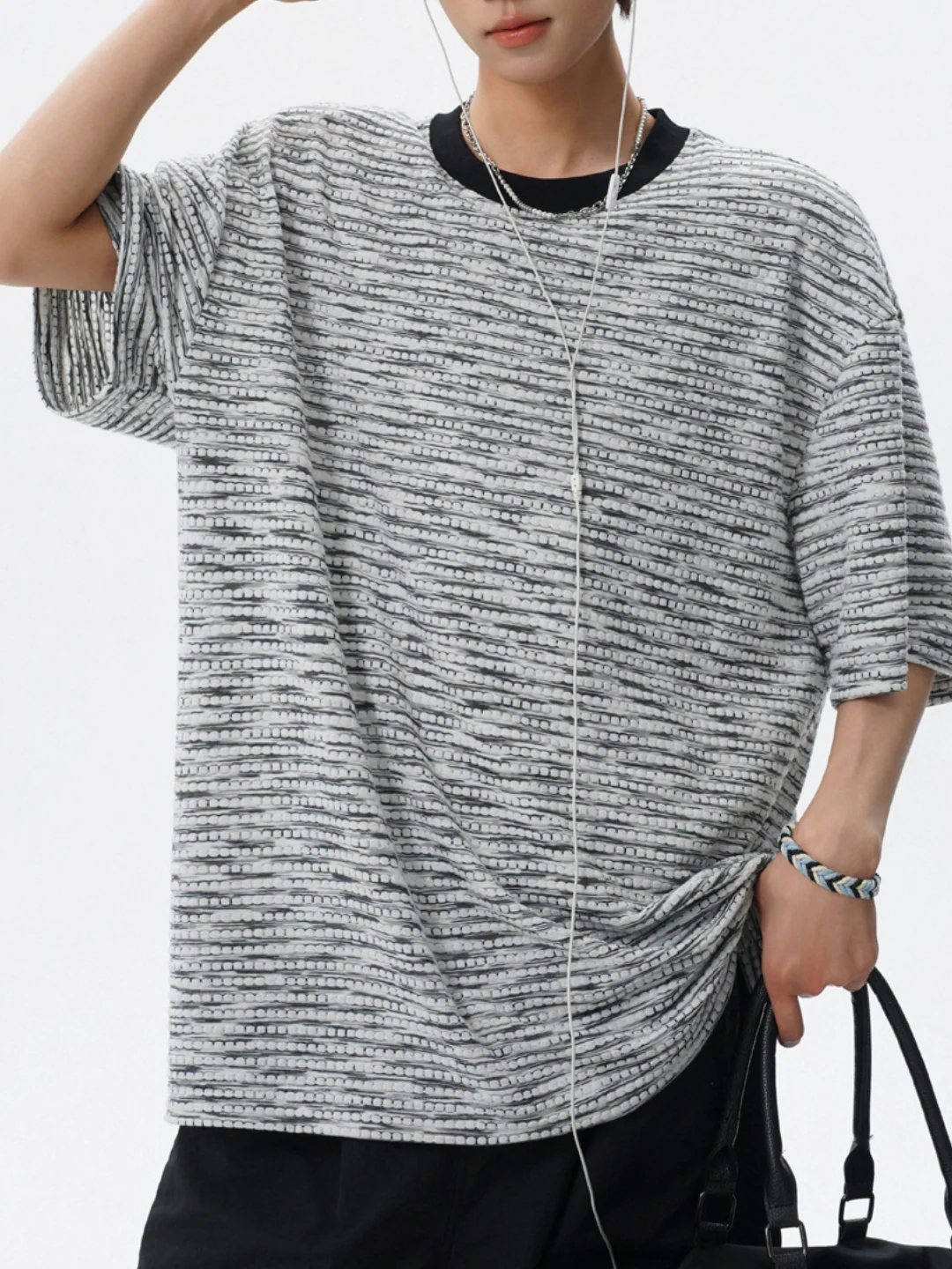 Color-blocked Rainbow Stripes Loose-fit T-shirts - Image 11