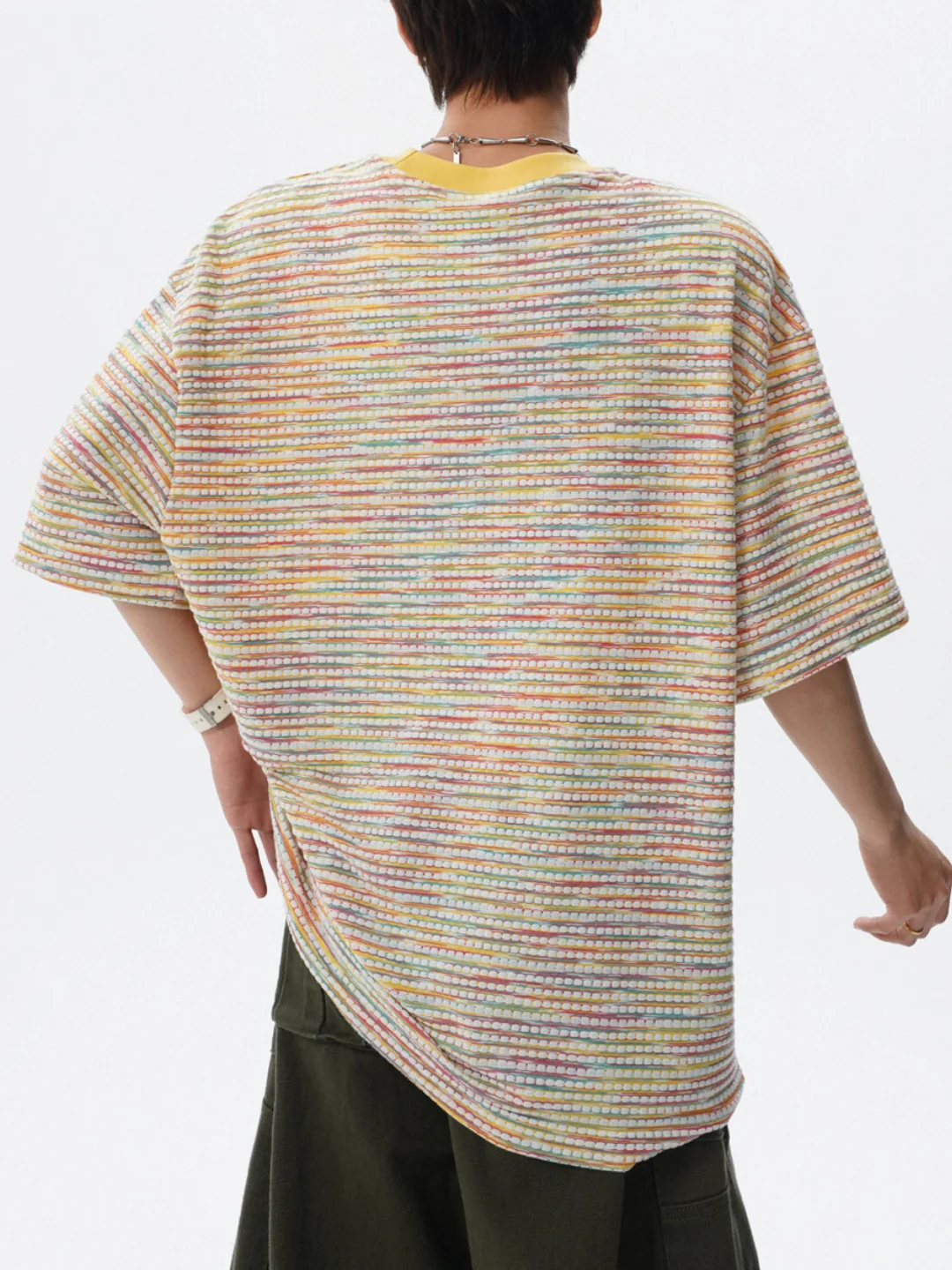 Color-blocked Rainbow Stripes Loose-fit T-shirts - Image 5