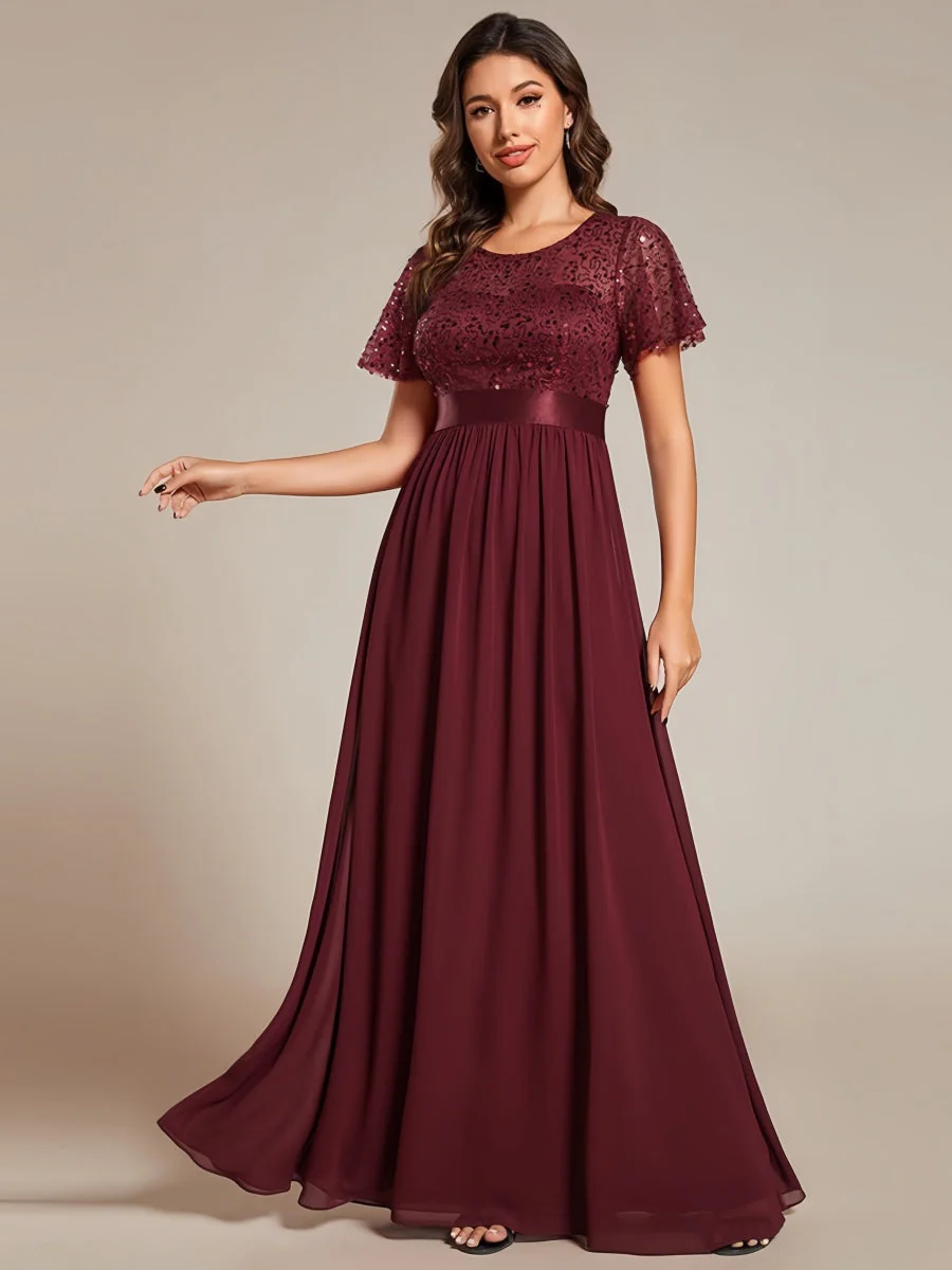 High Waist Sequins Spliced Long Dress - Image 2