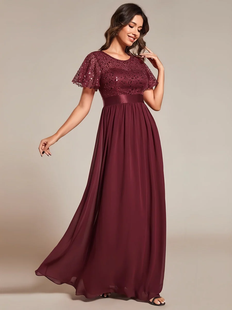High Waist Sequins Spliced Long Dress - Image 3