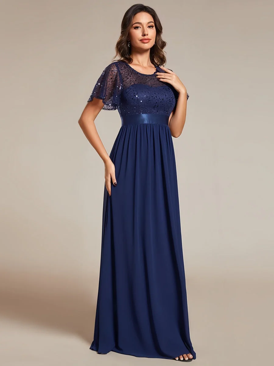 High Waist Sequins Spliced Long Dress - Image 7