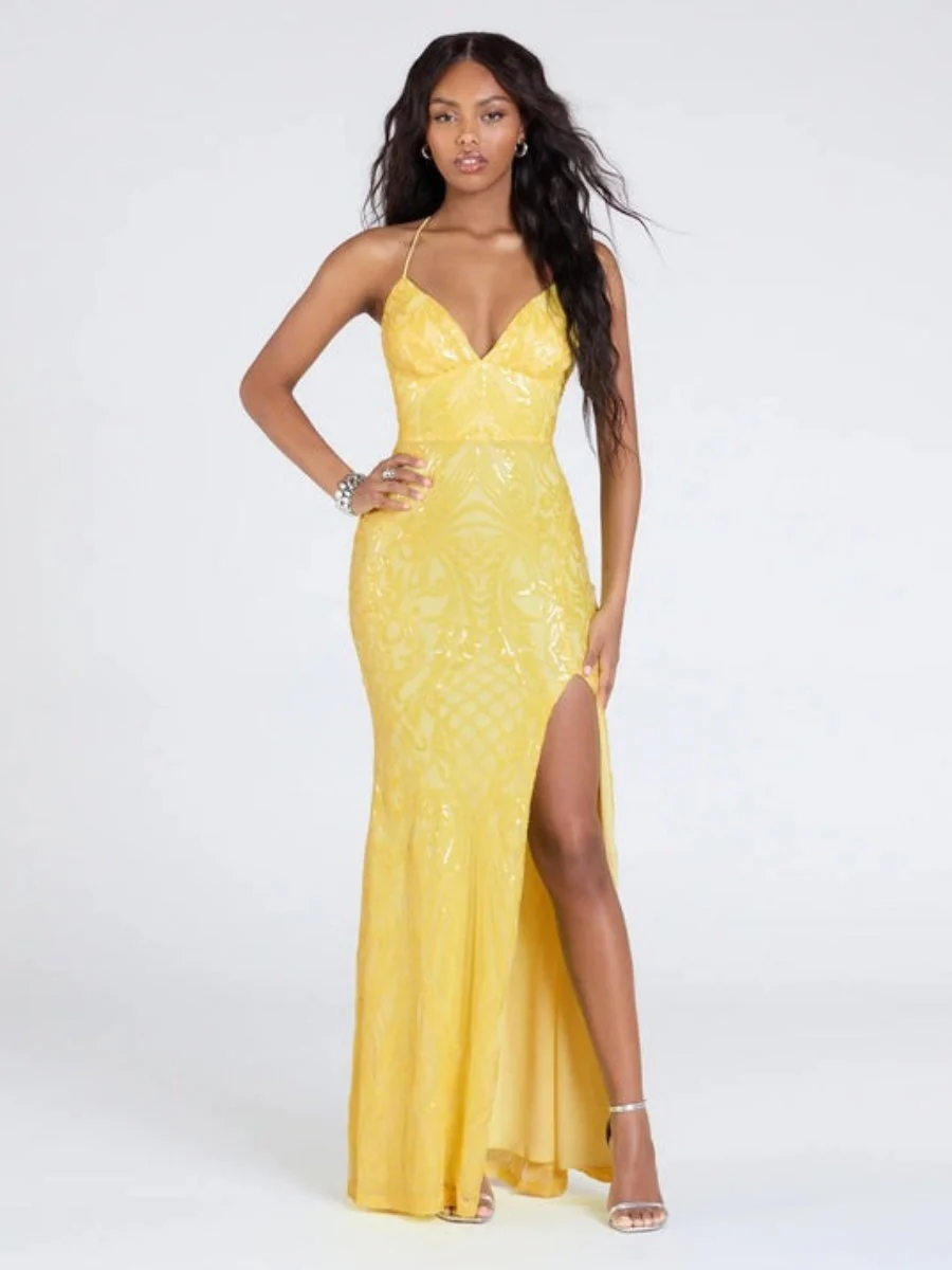 Sequins V-neck Opening Bandage Party Long Dress - Image 9