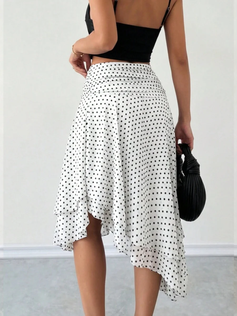 Polka Dots Irregular Hem Temperament Skirts - Image 5