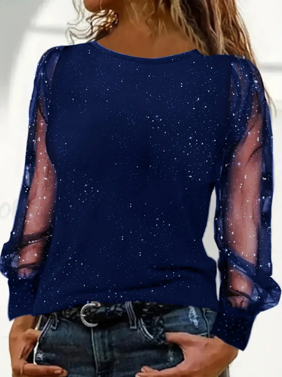 Long-sleeved, Loose-fitting, Round Neck Casual T-shirt Top - Image 3