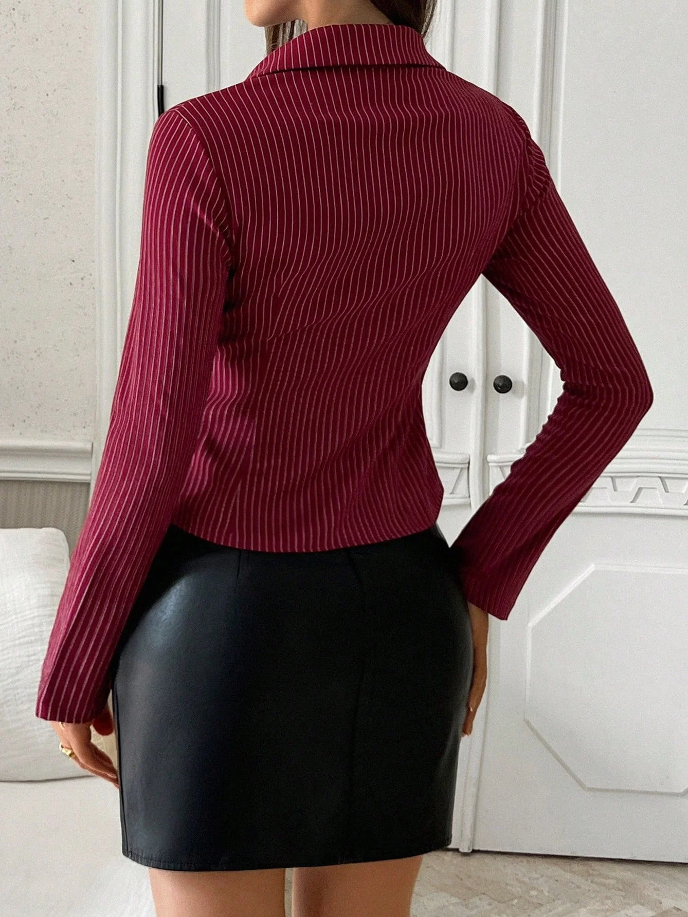 Long sleeve Stripes Slim fit Shirts - Image 15