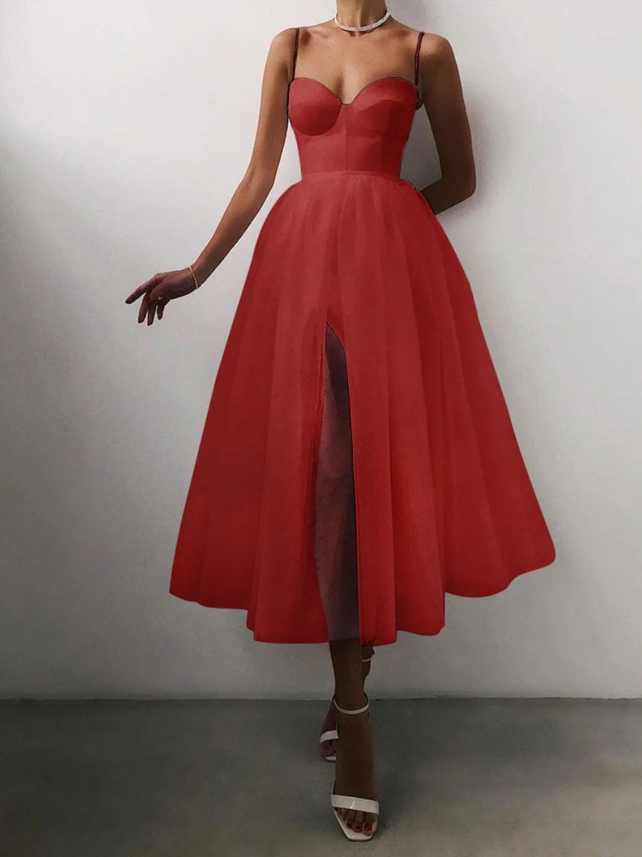 Camisoles Mesh Rhinestone Inlay Midi Dresses - Image 4