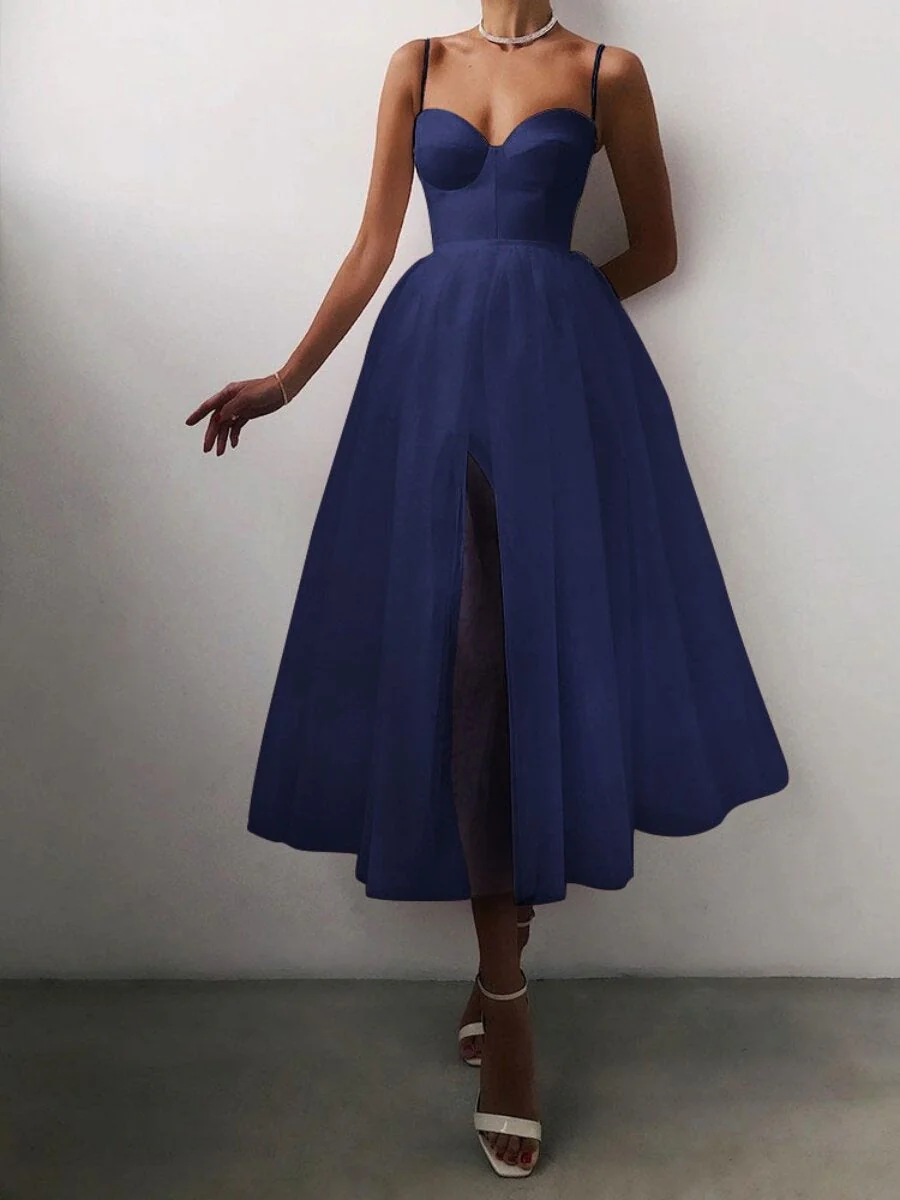 Camisoles Mesh Rhinestone Inlay Midi Dresses - Image 5