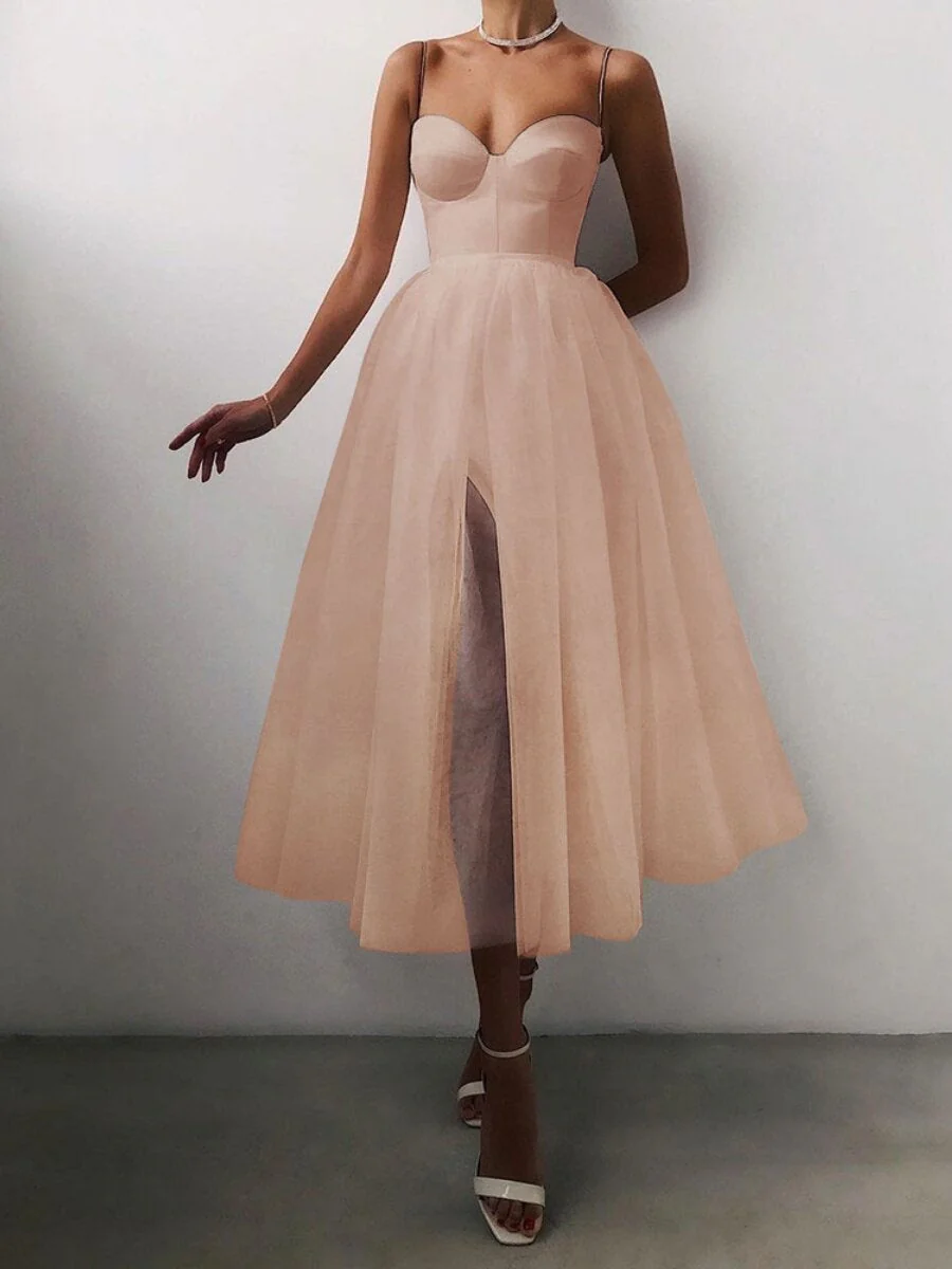 Camisoles Mesh Rhinestone Inlay Midi Dresses - Image 7