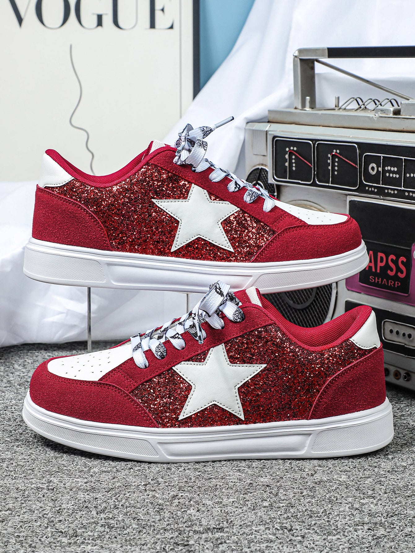 Women's Sneakers With Five-pointed Star Sequins - Image 11