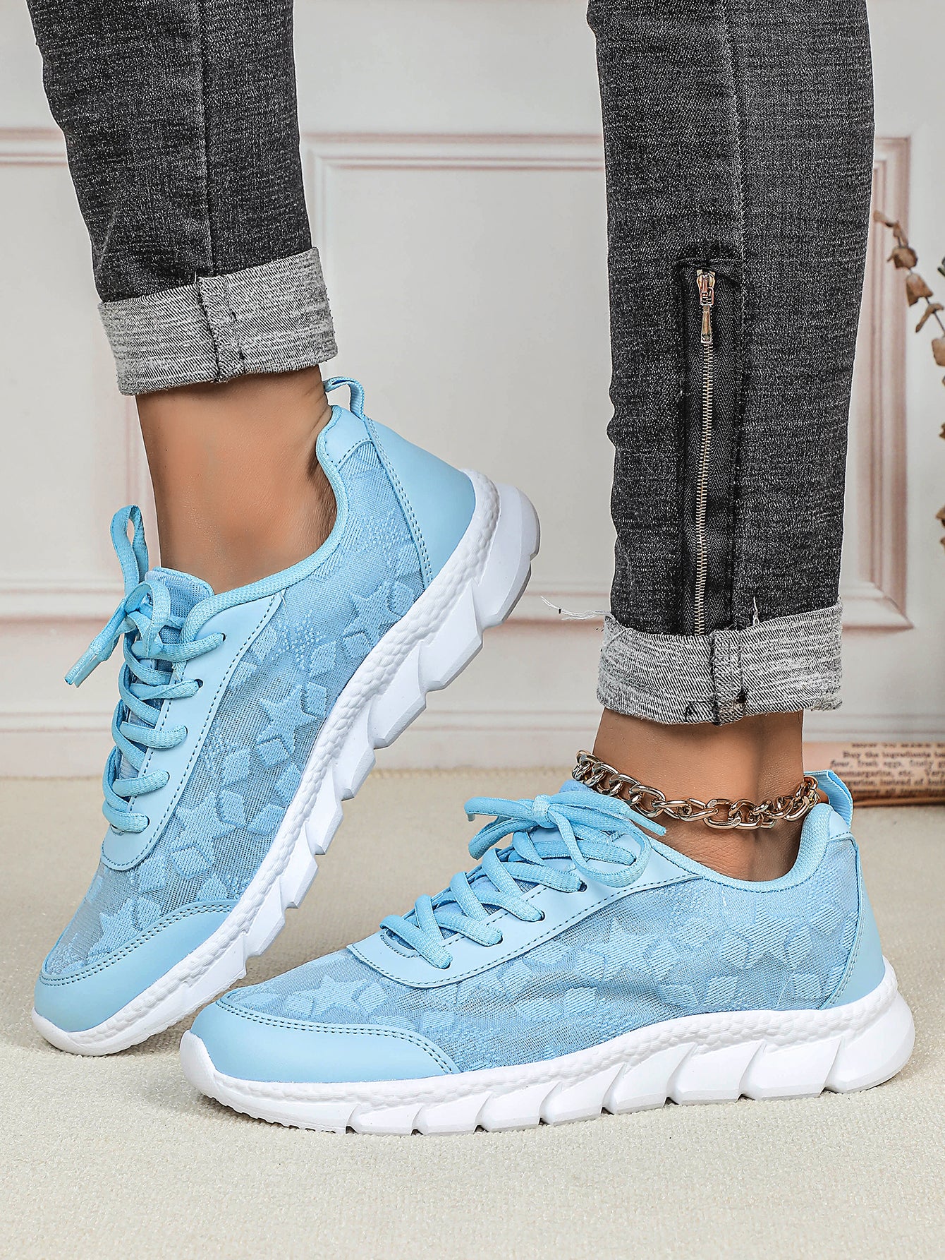 Floral Mesh Women's Casual Sneakers - Image 13