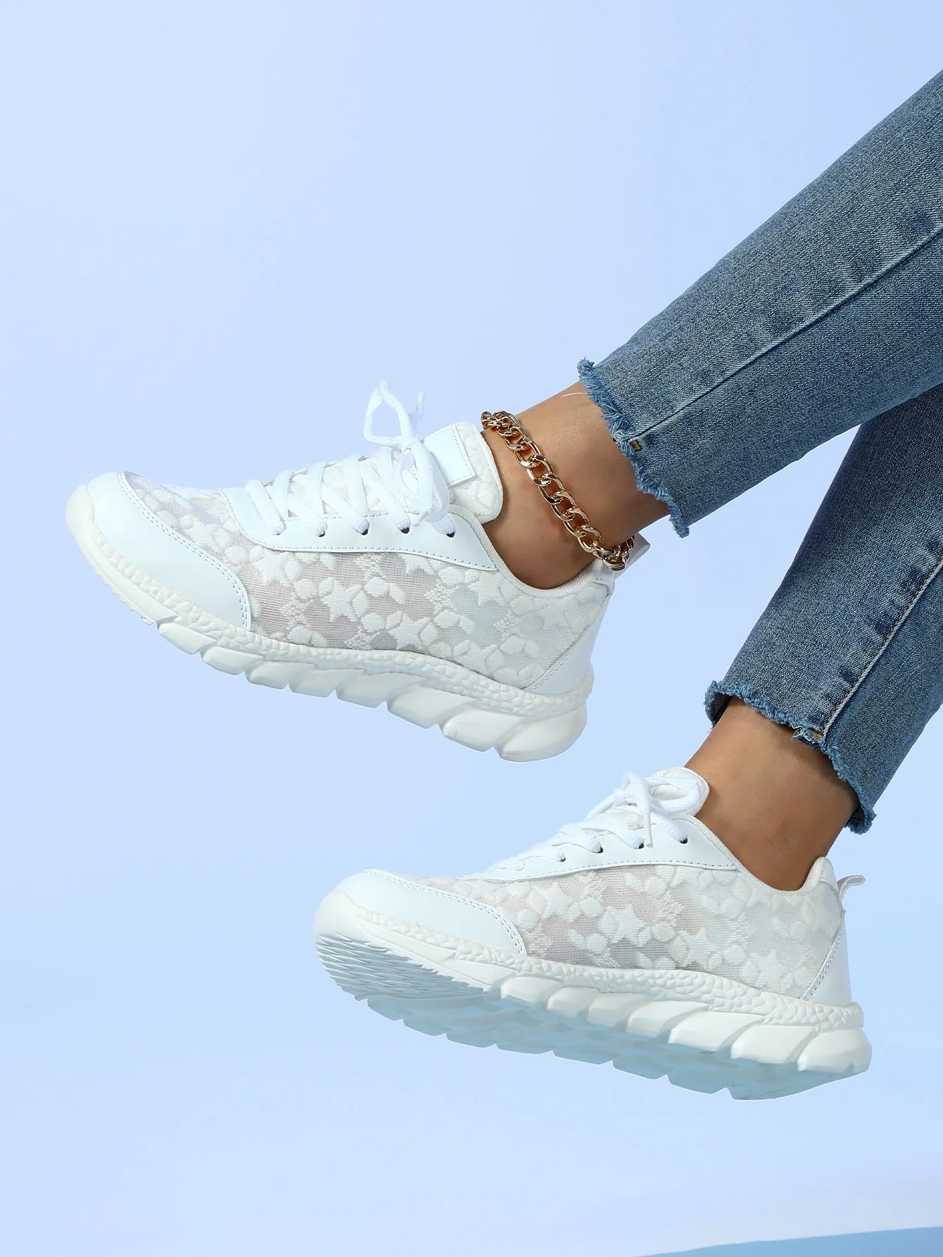 Floral Mesh Women's Casual Sneakers - Image 5