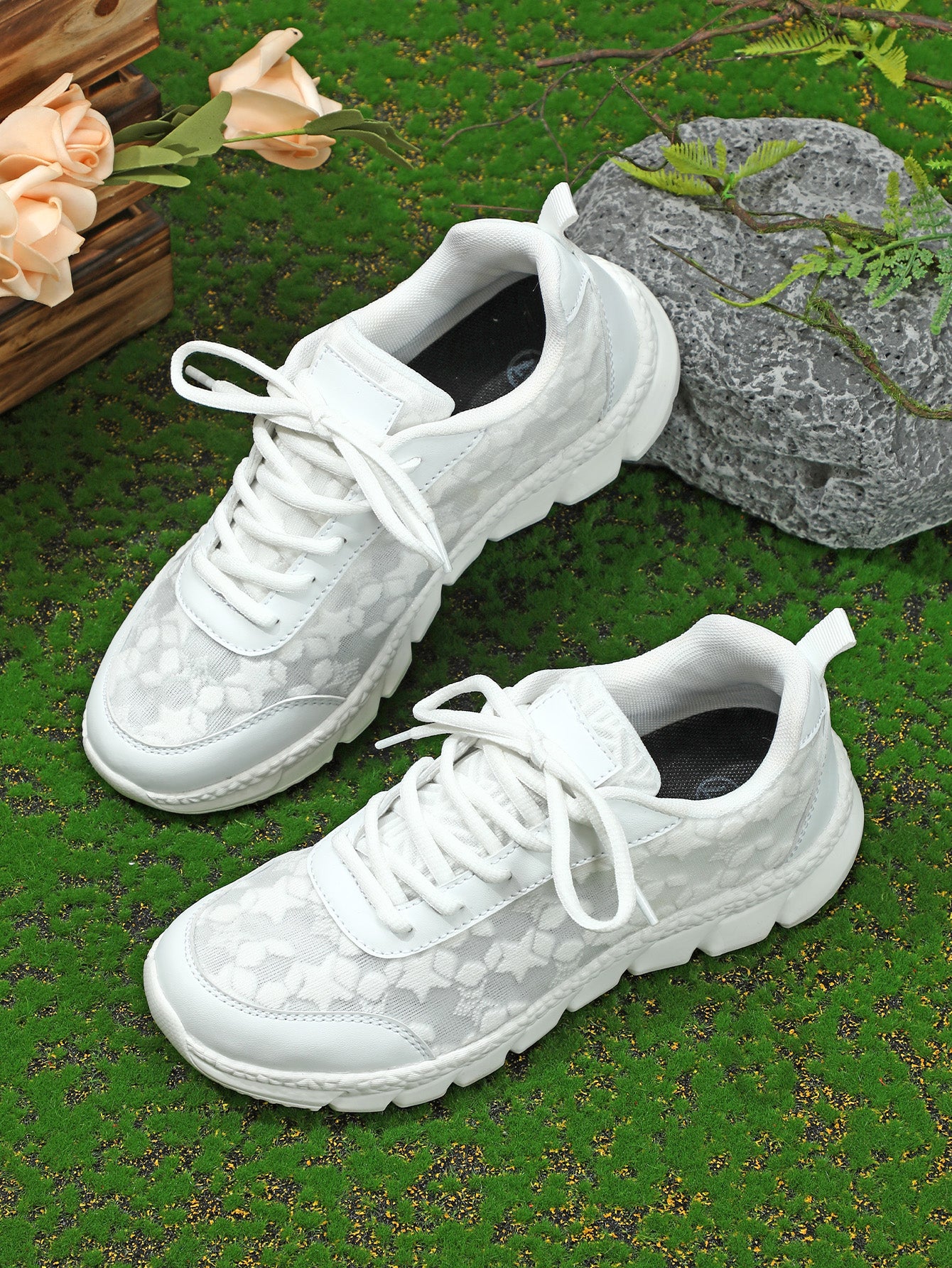 Floral Mesh Women's Casual Sneakers - Image 6