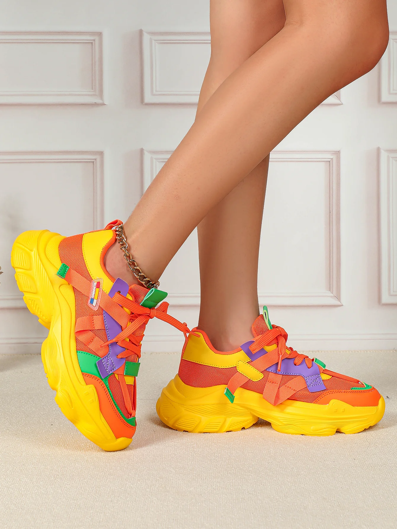 Color-blocked Platform Women's Casual Sneakers - Image 3